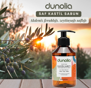 Dunolia Zeytinyağlı Kastil Sıvı Sabun Hassas Ciltler Egzama Kuruluk Nemlendirici Arındırıcı Vegan El Yüz Vücut 250 ml