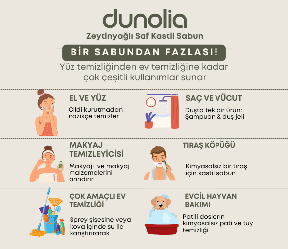 Dunolia Kastil Sabun Kullanım alanları
